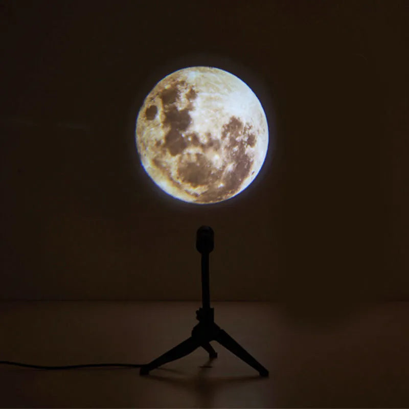 White ABS star projector lamp with adjustable hose, projecting an image of the earth onto a wall.