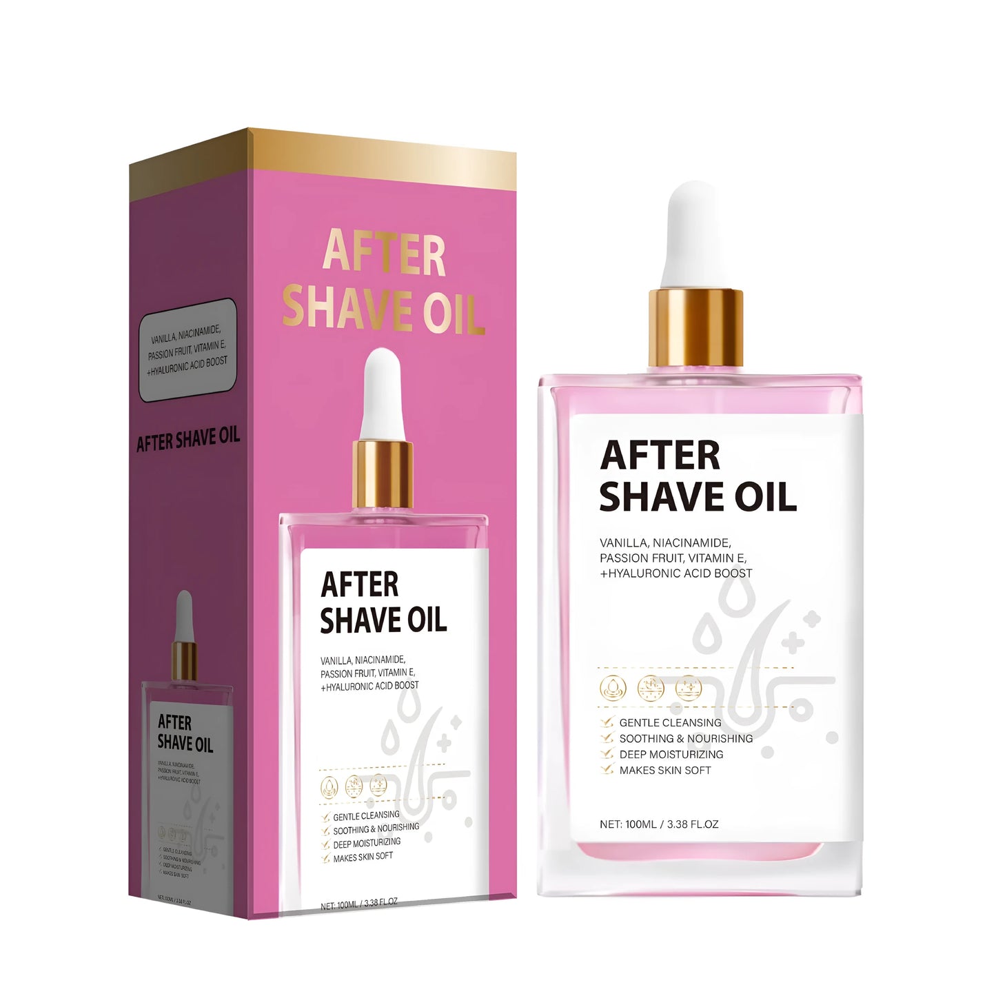 100ml bottle of men's aftershave soothing and moisturising oil with FP-A021 classification