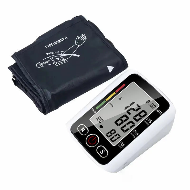 ARM electronic sphygmomanometer blood pressure monitor with large screen display and arm cuff