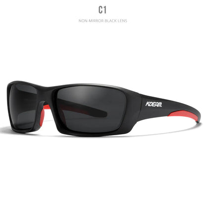 Ultralight polarised sports sunglasses with TR90 frame and silicone nose pad in one of eight available colours.