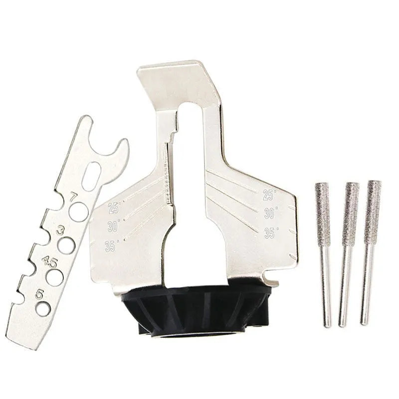 Silver-coloured mini electric grinder accessories chain grinding machine with 20mm metal band saw blade and 100 teeth