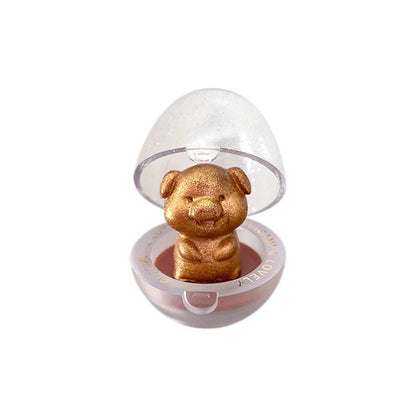Cute animal-shaped holographic highlighter eyeshadow compact, 5.6g, 68 x 68 x 5mm, Chickens Dog Monkey Pig designs