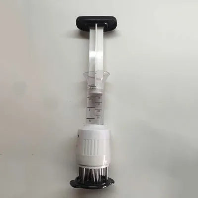 Stainless steel meat tenderizer and marinade injector with PP ABS shell, 22.5cm high and 6.7cm diameter
