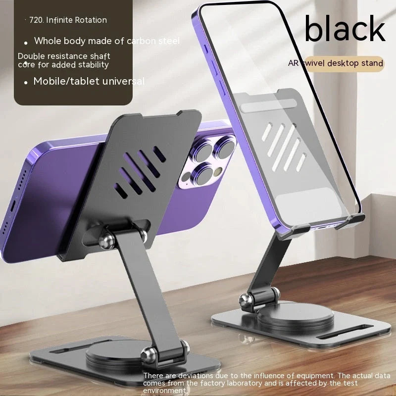 Sleek 360-degree rotating aluminium alloy phone and tablet stand for desks