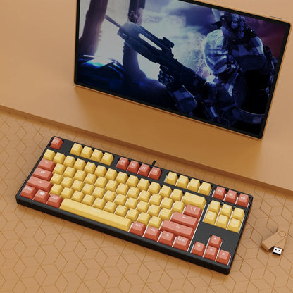 87-key wired mechanical gaming keyboard with dual-colour keycaps and hot-swap switches