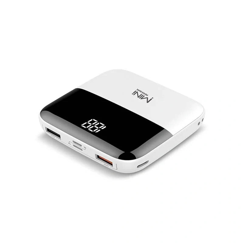 10000mAh Mini Power Bank in various colors with USB Type-C and Micro USB inputs