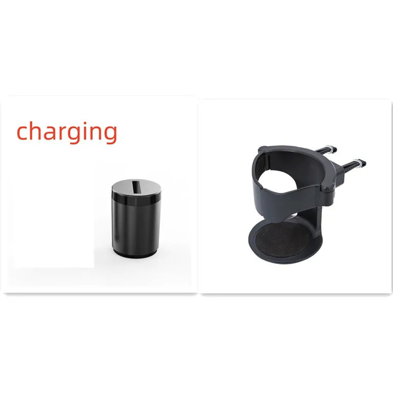 Silver aluminium intelligent induction ashtray with automatic opening lid for car and home use.