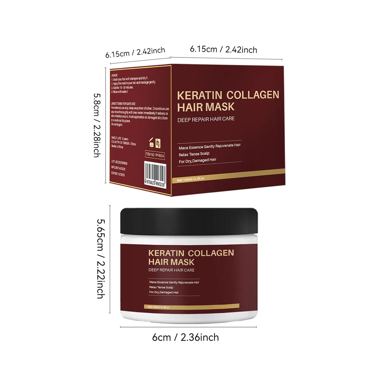 100ml collagen hair mask bottle for moisturising and repairing strong, tough hair