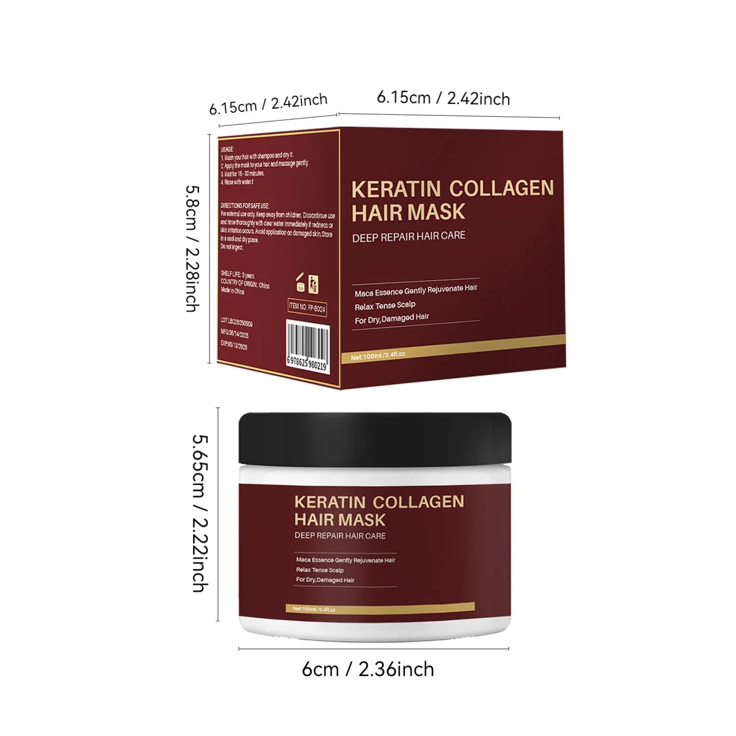 100ml collagen hair mask bottle for moisturising and repairing strong, tough hair