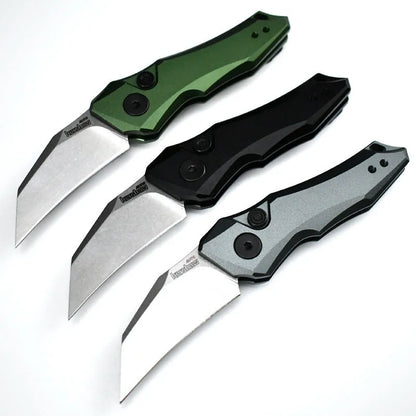 Outdoor folding pocket knife with metal blade showing black colour option