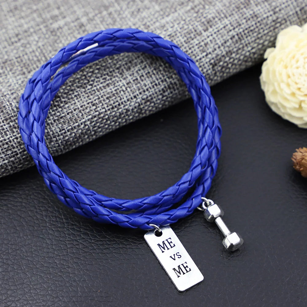 Premium woven PU rope bracelet in blue, elegant and durable accessory