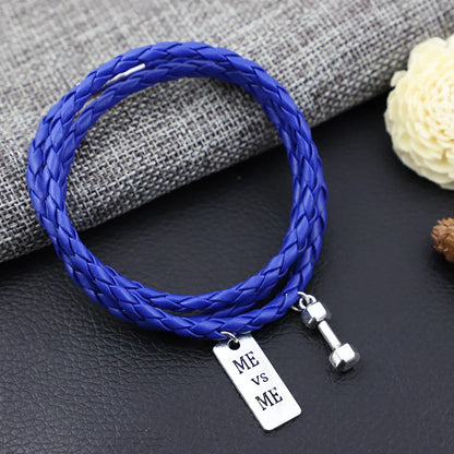 Premium woven PU rope bracelet in blue, elegant and durable accessory