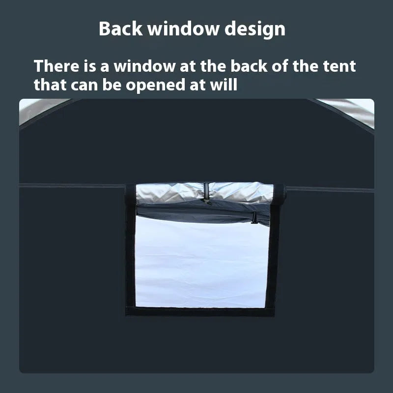 Large black outdoor roof tent for storing two bicycles, showing full assembly with brackets.