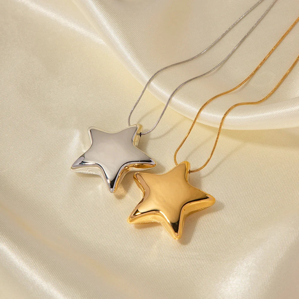 18K gold-plated stainless steel five-pointed star necklace for women