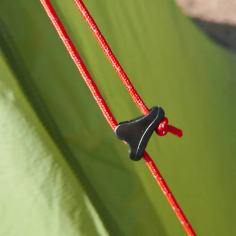 Silicon-coated poleless tent in camouflage green, featuring rainproof design and lightweight aluminum poles