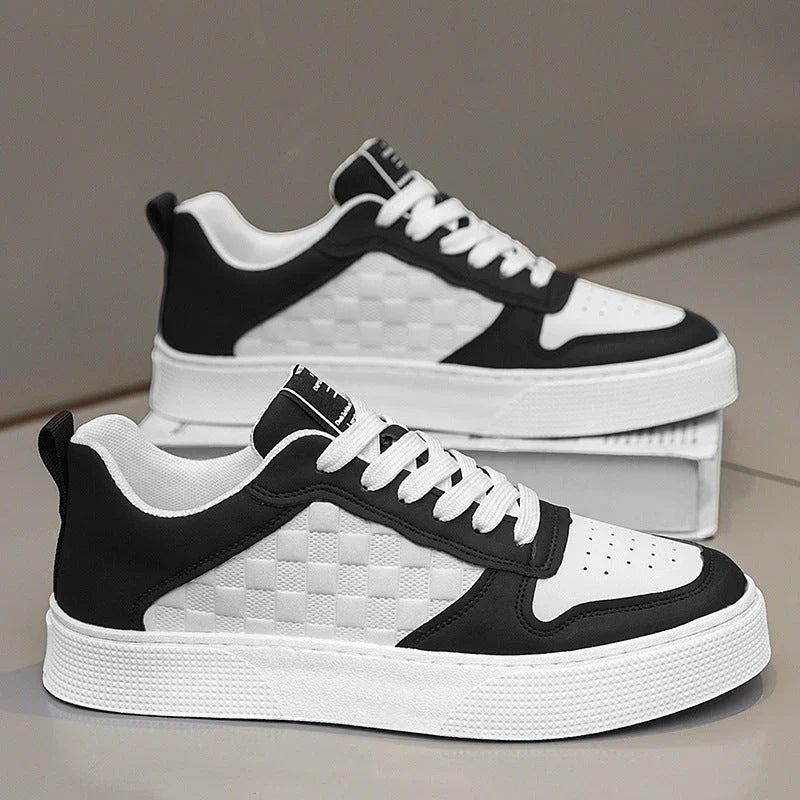 Stylish lace-up sneakers for men in various colors, featuring breathable mesh lining and comfortable rubber sole
