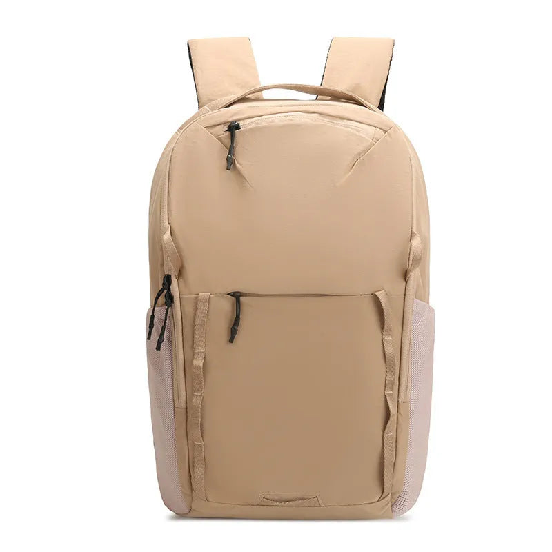 Waterproof Taslan composite cloth business backpack with curved shoulder straps in beige colour
