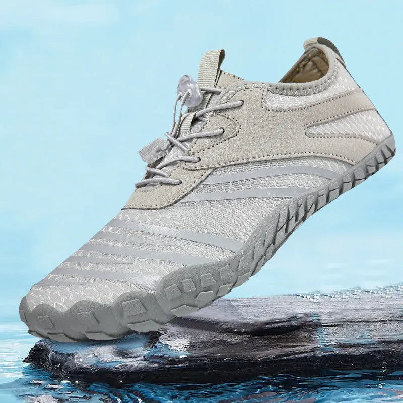 Quick-Drying Beach Shoes for Couples, Mesh Swimming and Wading Shoes with Natural Rubber Non-Slip Sole, Lightweight Low-Top Design for Beach, Fishing, Fitness and Artificial Grass, Available in Light Gray, Black and Rose Red, Sizes 36-46