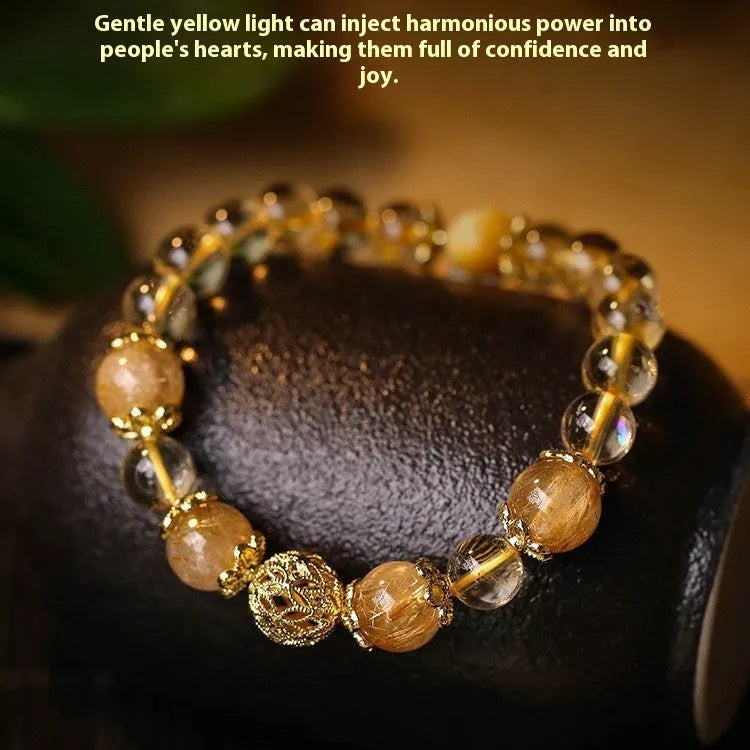 Retro style artificial crystal lucky bracelet for women in yellow gold or amethyst electroplated finish.