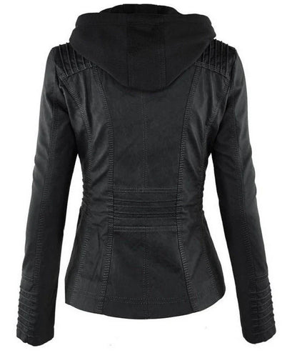 Stylish Detachable Hooded Jacket with Pockets - Casual Autumn/Winter Coat for Women in Various Colors