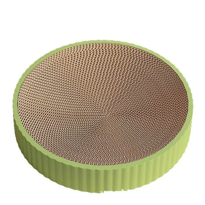 55cm round cat scratching board with replaceable corrugated paper surface in green colour