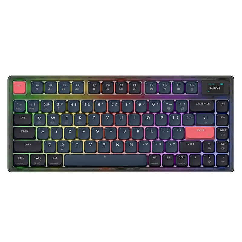 Ajazz AK832PRO triple-mode mechanical keyboard with colour screen and compact 81-key layout