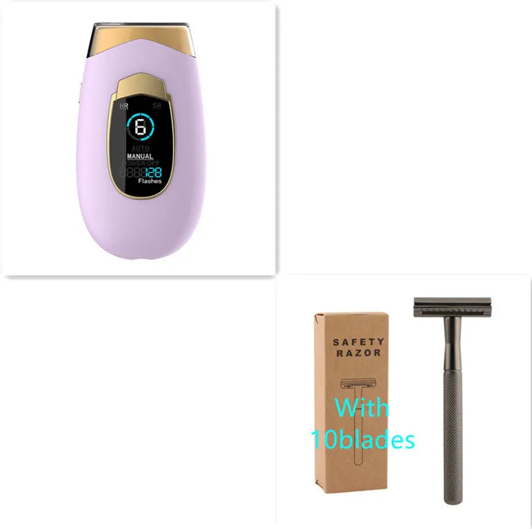Home laser hair removal device in DH5 or DH4 colour with goggles, power adapter and power pin for whole body use