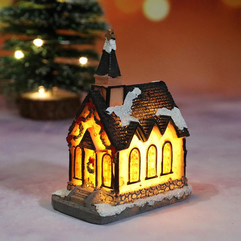 Christmas Decorations Micro Landscape Resin House with intricate design, 4cm * 6.5cm * 9cm