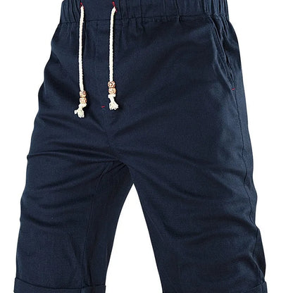 Men's cotton blend sports casual shorts with straight cut design and zipper pocket in summer colours