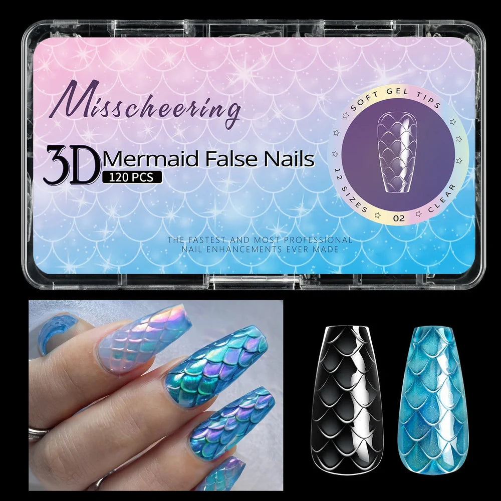 3D scale long shaping nail tips in Frigate Box with 120 or 140 pieces for nail extensions