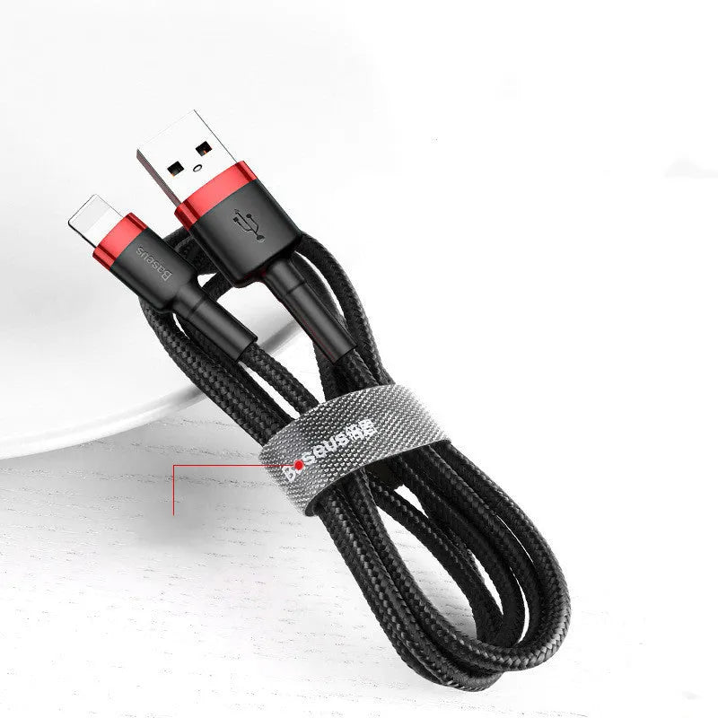 Cafule USB to Lightning charging cable for Apple iPhones in red, black, and grey colour options.