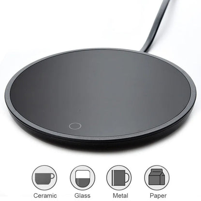 Black coffee mug warmer with waterproof design and temperature control switch