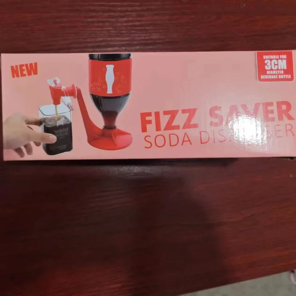 Red automatic soda dispenser gadget attached to beverage bottle for hands-free pouring