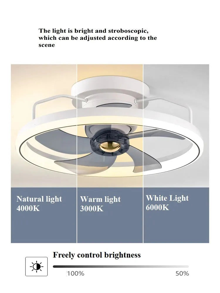 Fan lamp ceiling fan with light 118W for living room bedroom dining room in white black blue coffee green rose gold modern simple style PC blade acrylic lampshade
