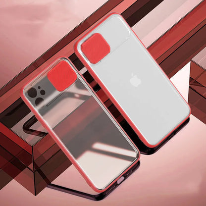 Lens sliding iPhone case with colour contrast accents on back cover