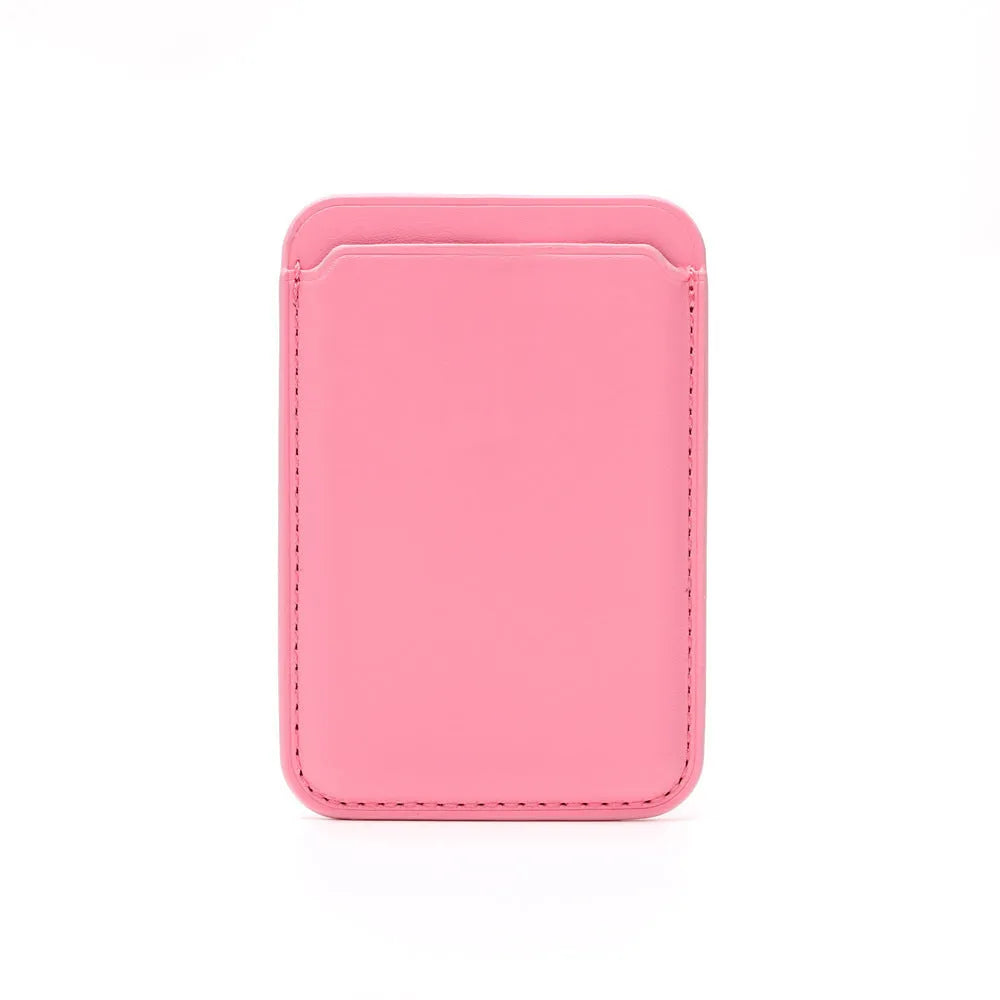 Black PU leather magnetic wallet phone case for iPhone with integrated card holder on MagSafe charger