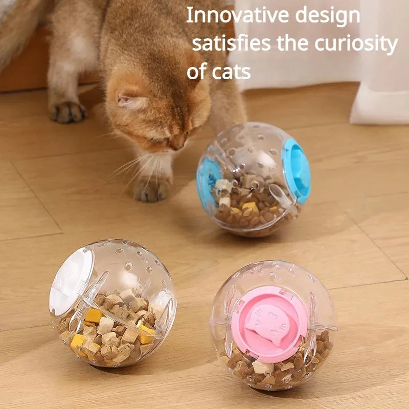 11.5cm diameter blue ABS plastic pet slow feeder ball for cats and small dogs