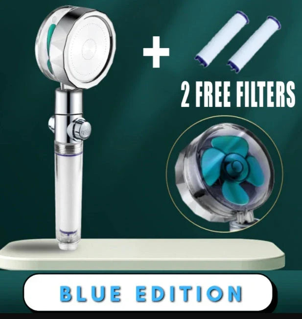 360° Rotating Shower Head with Built-In Fan - Premium ABS Plastic Construction, Water-Saving High-Pressure Spray
