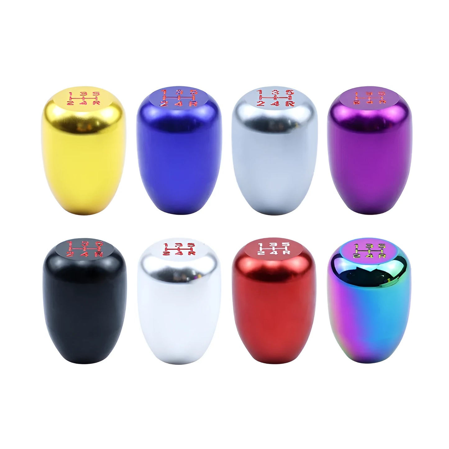Universal car gear shift head kit with aluminium cover and three rubber sleeves for 8mm, 10mm, and 12mm gear levers.
