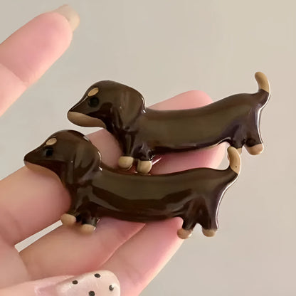 Dachshund dog barrettes hair clips with electroplated finish in cute style