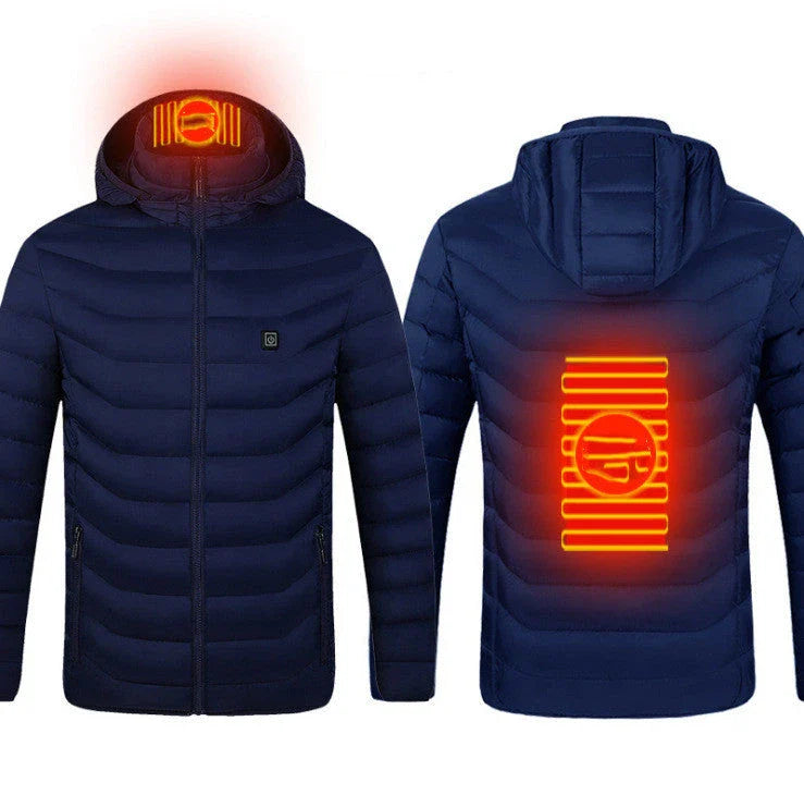 Cozy and stylish electric heated winter jacket with USB charging and adjustable temperature settings