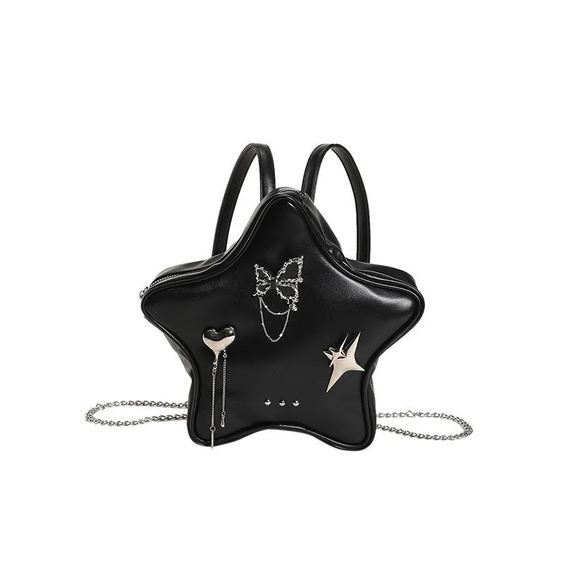 Soft PU leather women's mini backpack messenger bag shown in black, white, silver, and beige colours.