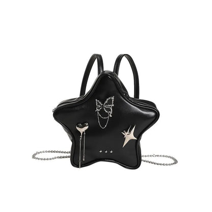 Soft PU leather women's mini backpack messenger bag shown in black, white, silver, and beige colours.