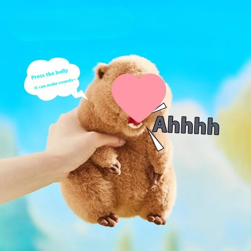 Polyester sounding groundhog plush pendant in colour box for bags and keys