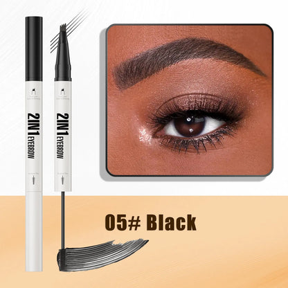 Two-in-one waterproof sweat-resistant eyebrow cream in multiple shades including brown and black
