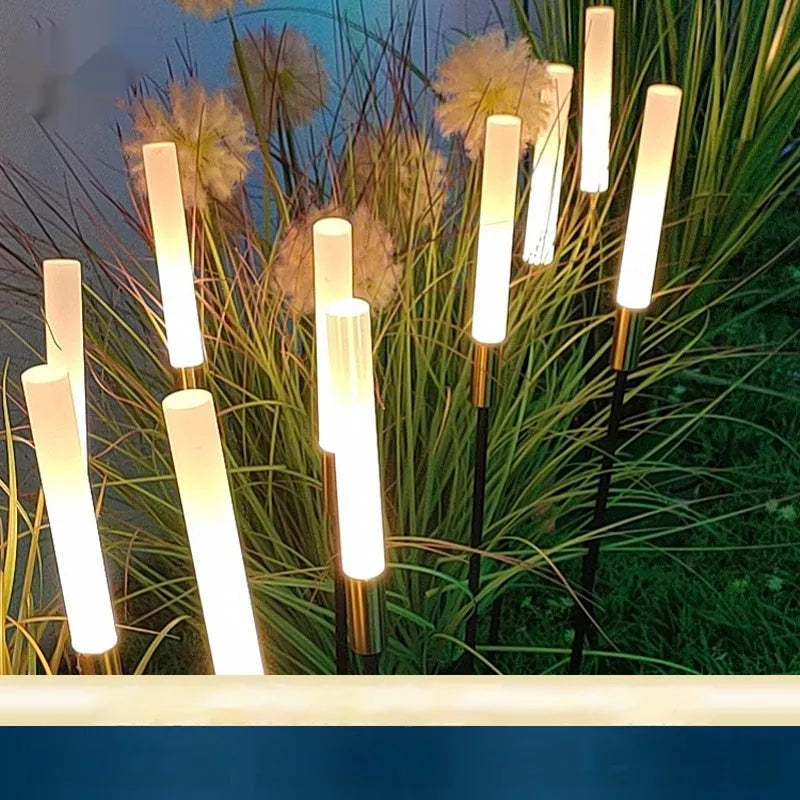 Solar or power outdoor LED lawn lamp in 650mm to 1400mm sizes with acrylic hardware and wheat lamp option