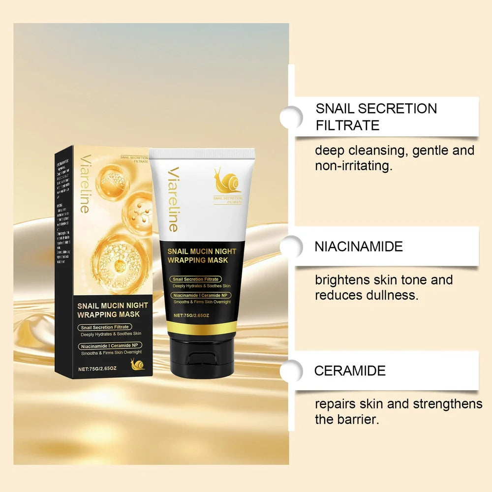 Single-use snail mucus tearing mask with 75g formulation for skin nourishment