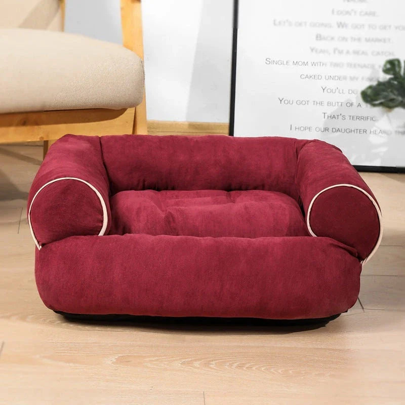 Cosy pet bed with plush fabric and high-elastic padding for cloud-like comfort and support