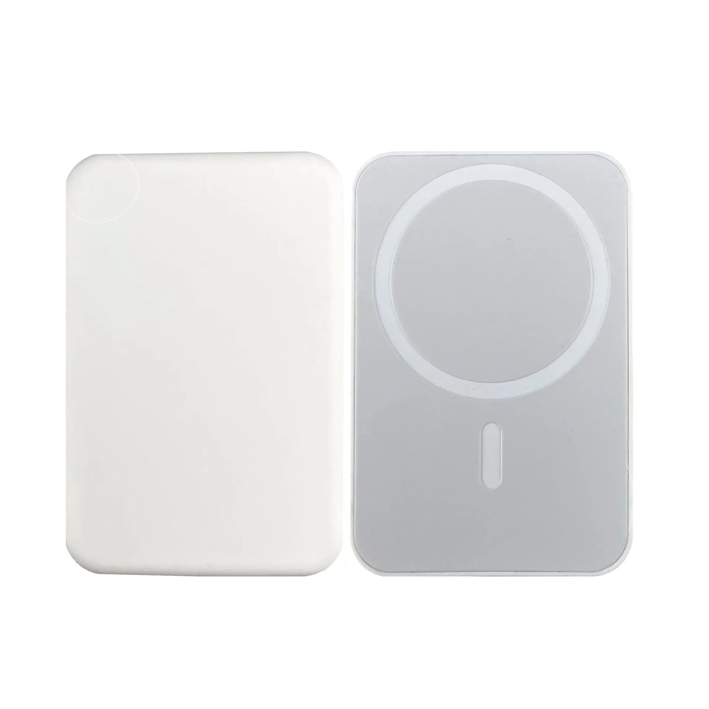 White magnetic wireless charging power bank showing compact size and creative design.