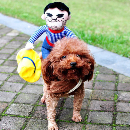 A spooky and adorable Halloween costume for dogs, featuring a menacing mask, ominous accessories, and adjustable design for a comfortable fit.